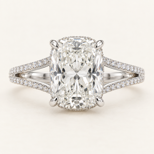 The Evrenne — 2.25ct Elongated Cushion Split-Shank front view