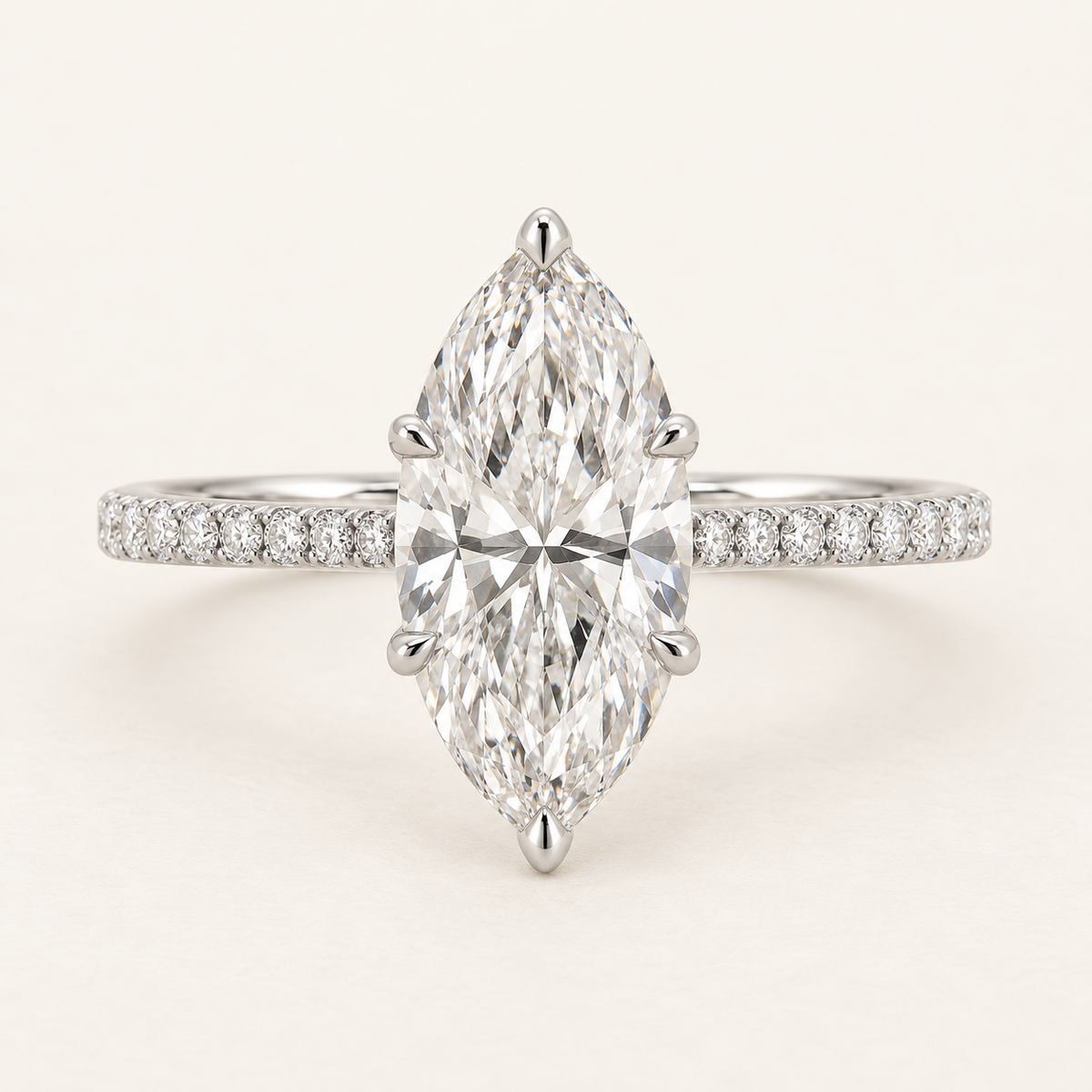 The Lucienne — 1.95ct Marquise Compass Pavé front view