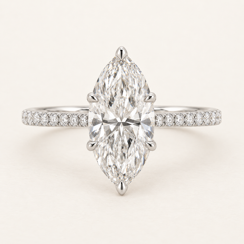 The Lucienne — 1.95ct Marquise Compass Pavé front view